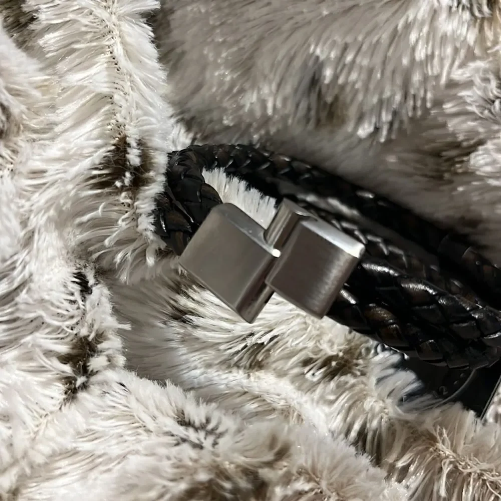 BESPOKE Men's Double-Strand Braided Leather Bracelet